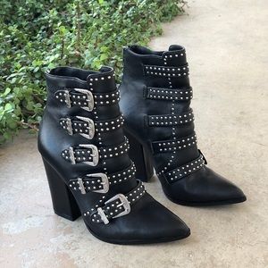 Steve Madden Black Buckle Boots Comet
